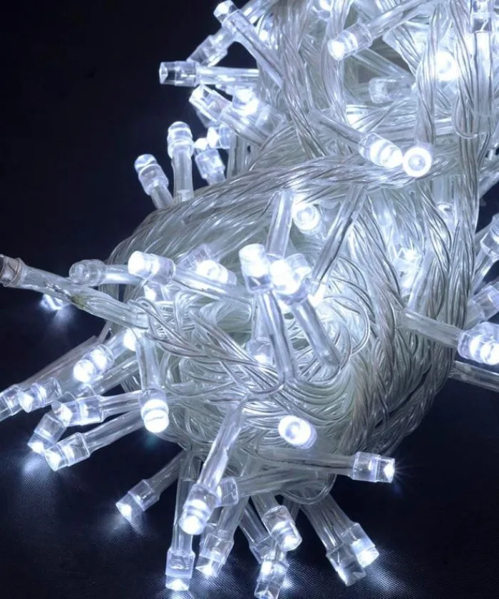 Світлодіодна гірлянда 100 LED 6м прозорий провід білий