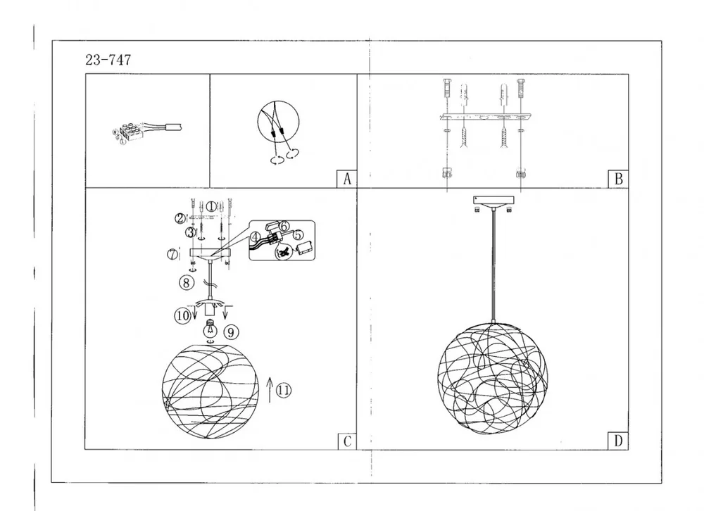 Люстра підвісна для бару E27 60W WH (BR-01 330S/1) фото 9