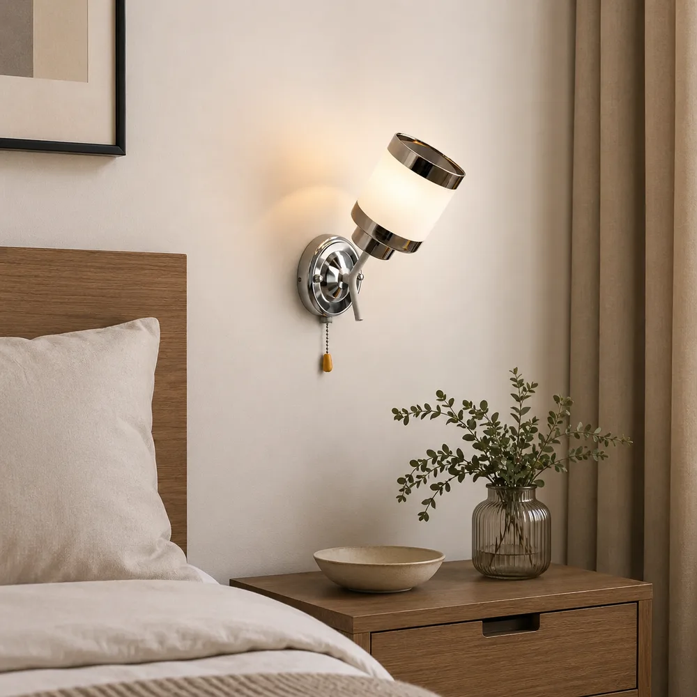 Бра настінне накладне з вимикачем LK-734W/1 E27 WH+CH