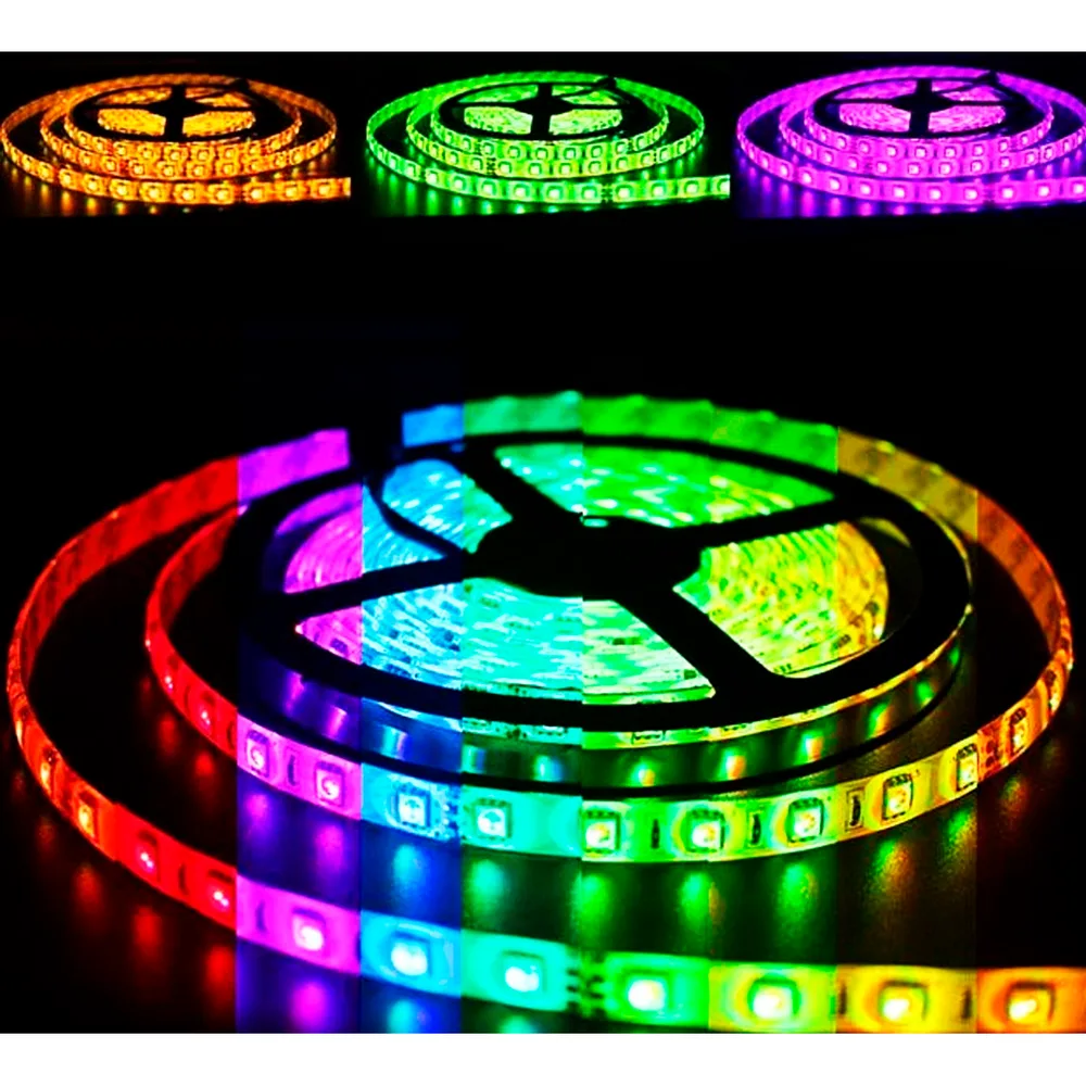 Кольорова LED стрічка негерметична 12V 3.6W 12V 2835 RGB PCB IP20 1m (BY-030/60)